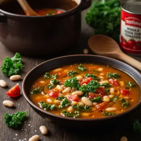 Easy Kale Soup with Tomatoes and Beans