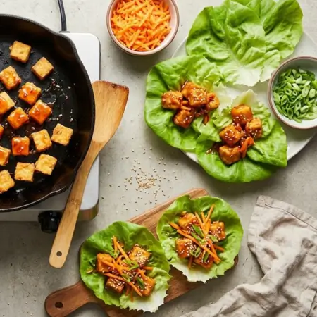 Sweet Chili Tofu Lettuce Cups