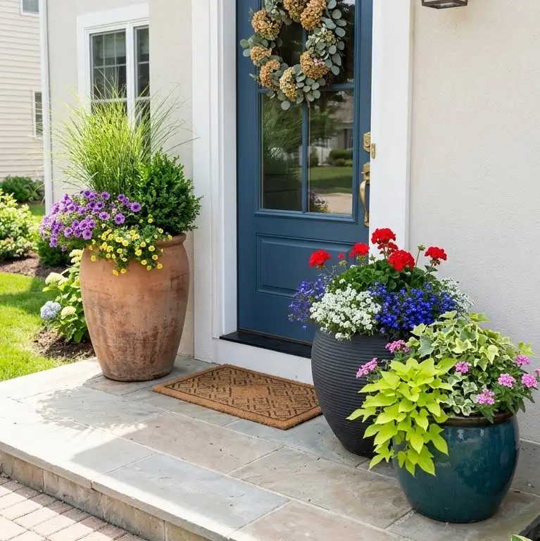 Oversized Planters at the Entryway