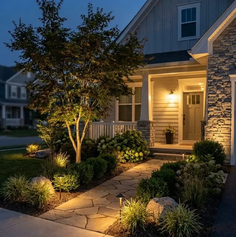 Soft Uplighting for Evening Appeal