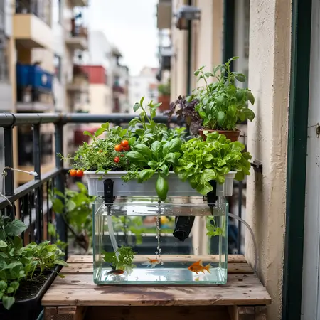 Aquaponics system on a balcony