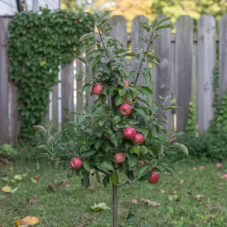 dwarf apple tree in a small garden