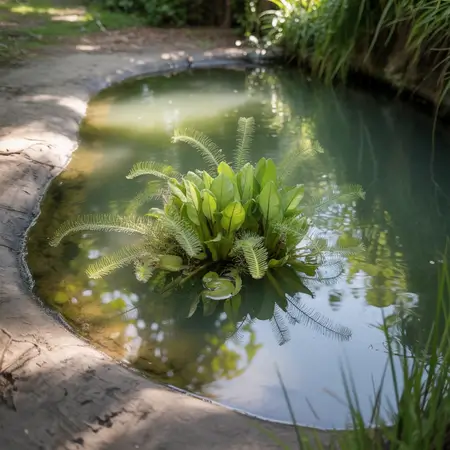 Parrots feather inside a pond in garden