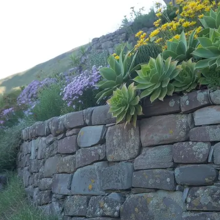 retaining wall in a slope garden holding soi in place
