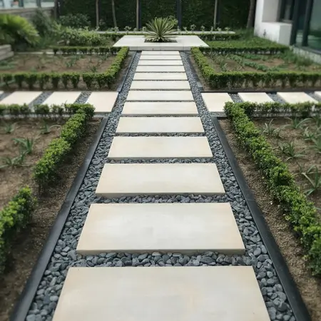 a modern pathway in a garden