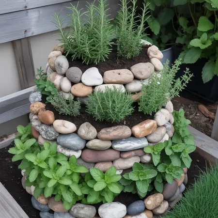 Spiral herb system for permaculture gardening