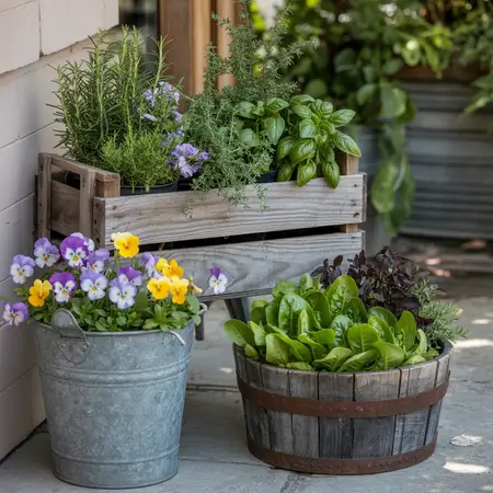 use unusual containers for vintage look