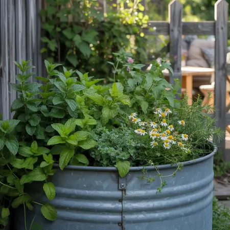 Tea plants in stock tank for fresh leaves