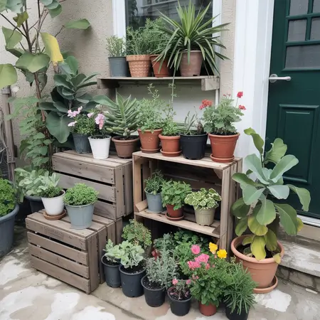 tiny front garden deigned with layered heights