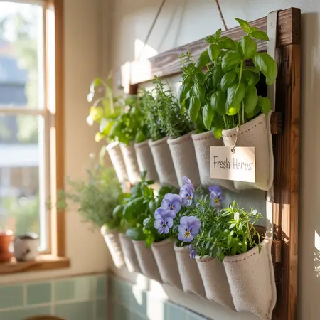 vertical garden ideas using pocket planter wall