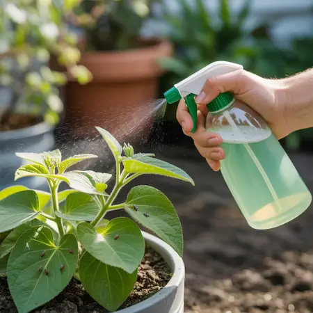 Organic pest control methods include soap and water spray