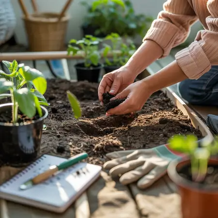 a person working on it's home garden