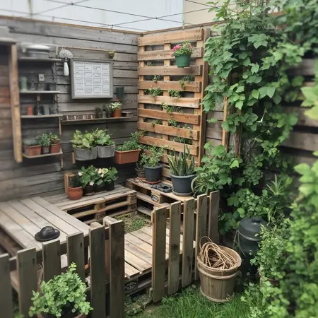 DIY use of pallets for garden enclosure