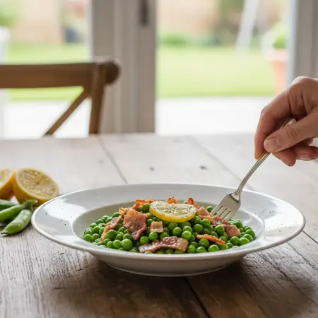 Peas and Pancetta with Lemon