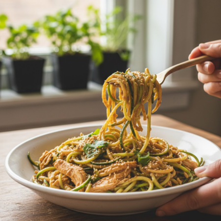 Peanut Chicken Zucchini Noodles
