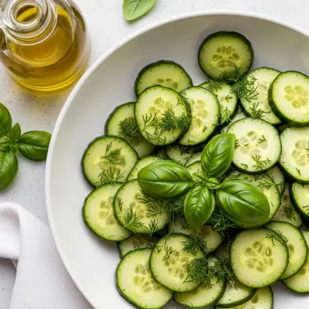 Herb Oil Garden Cucumber Salad