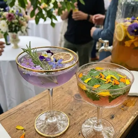 Signature Cocktails with Edible Flowers