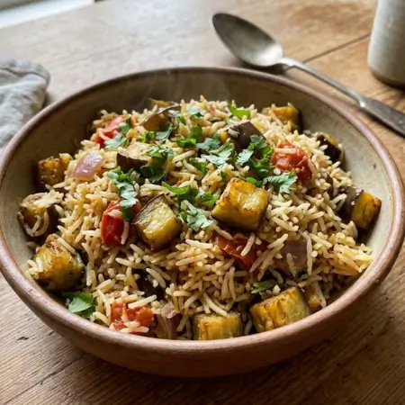 Eggplant Biryani (Spiced Rice Dish)