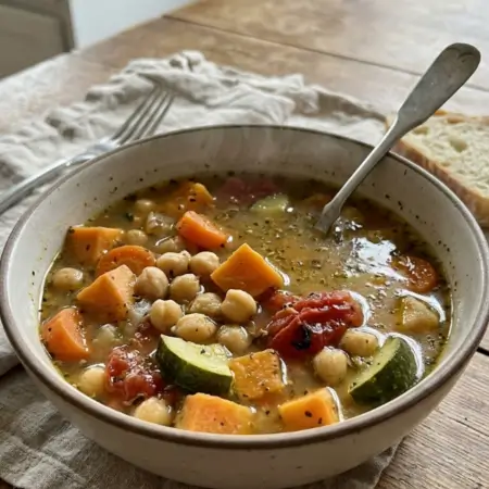 Chickpea & Sweet Potato Vegetable Soup