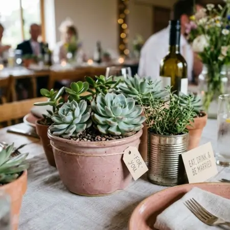 Potted Succulents or Plants as Centerpieces