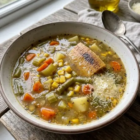 Smart Pantry Vegetable Soup with Parmesan Boost