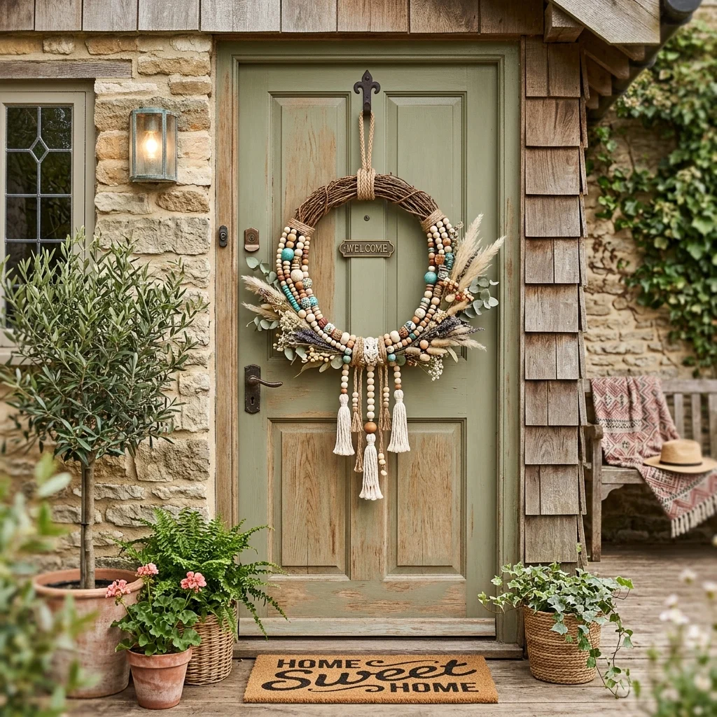 Boho Beaded Wreath