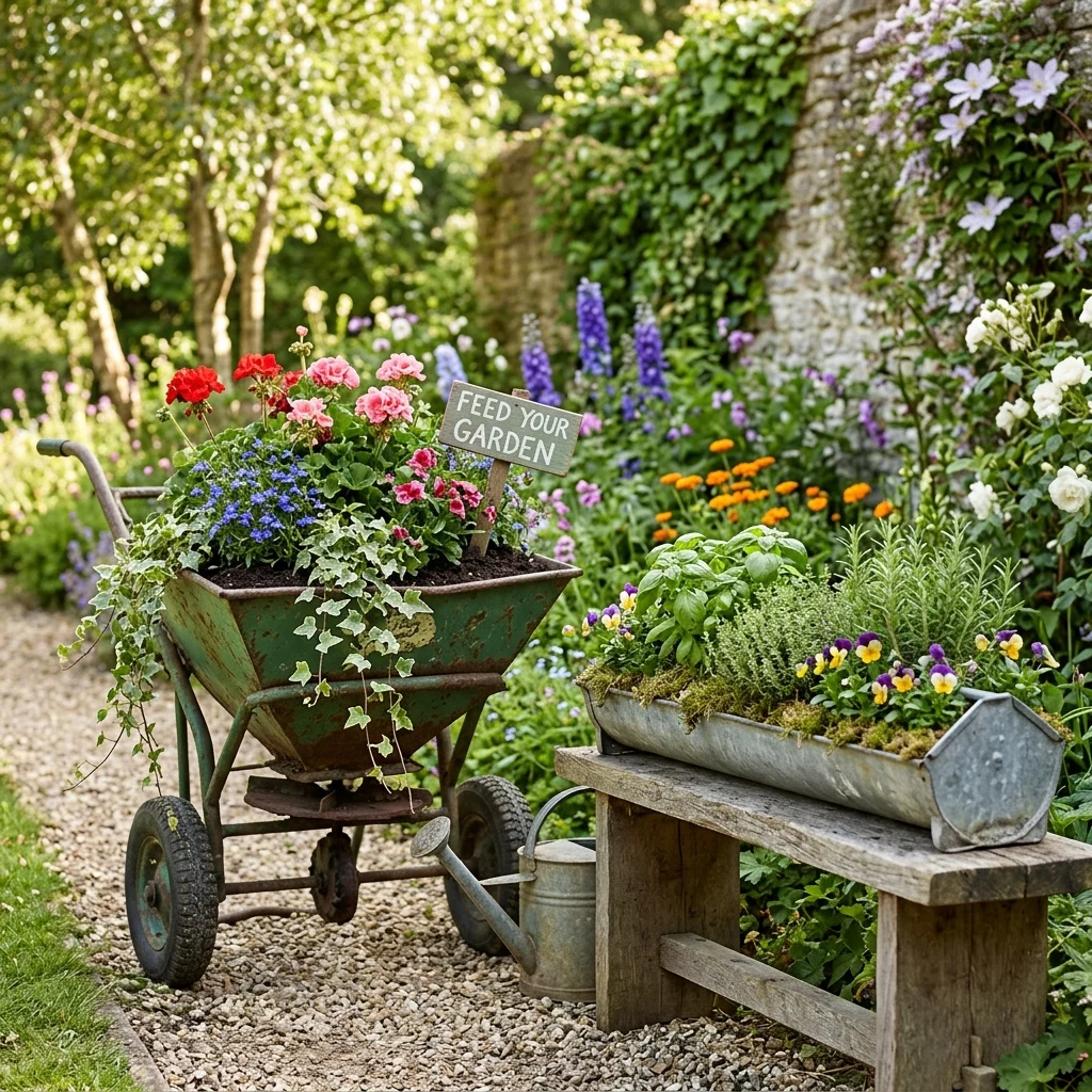 Fertilizer Spreaders or Chicken Feeders as Creative Planters
