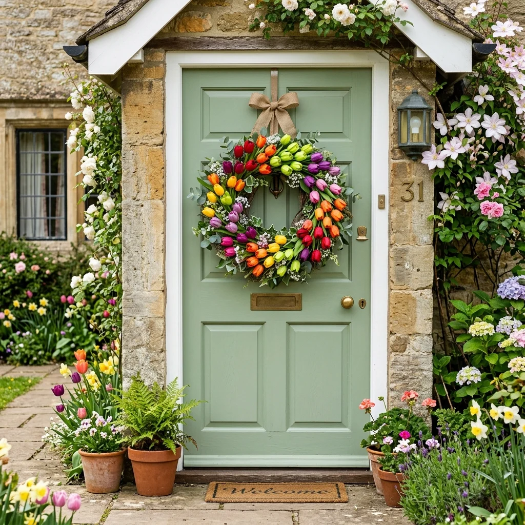 Rainbow Tulip Spring Wreath