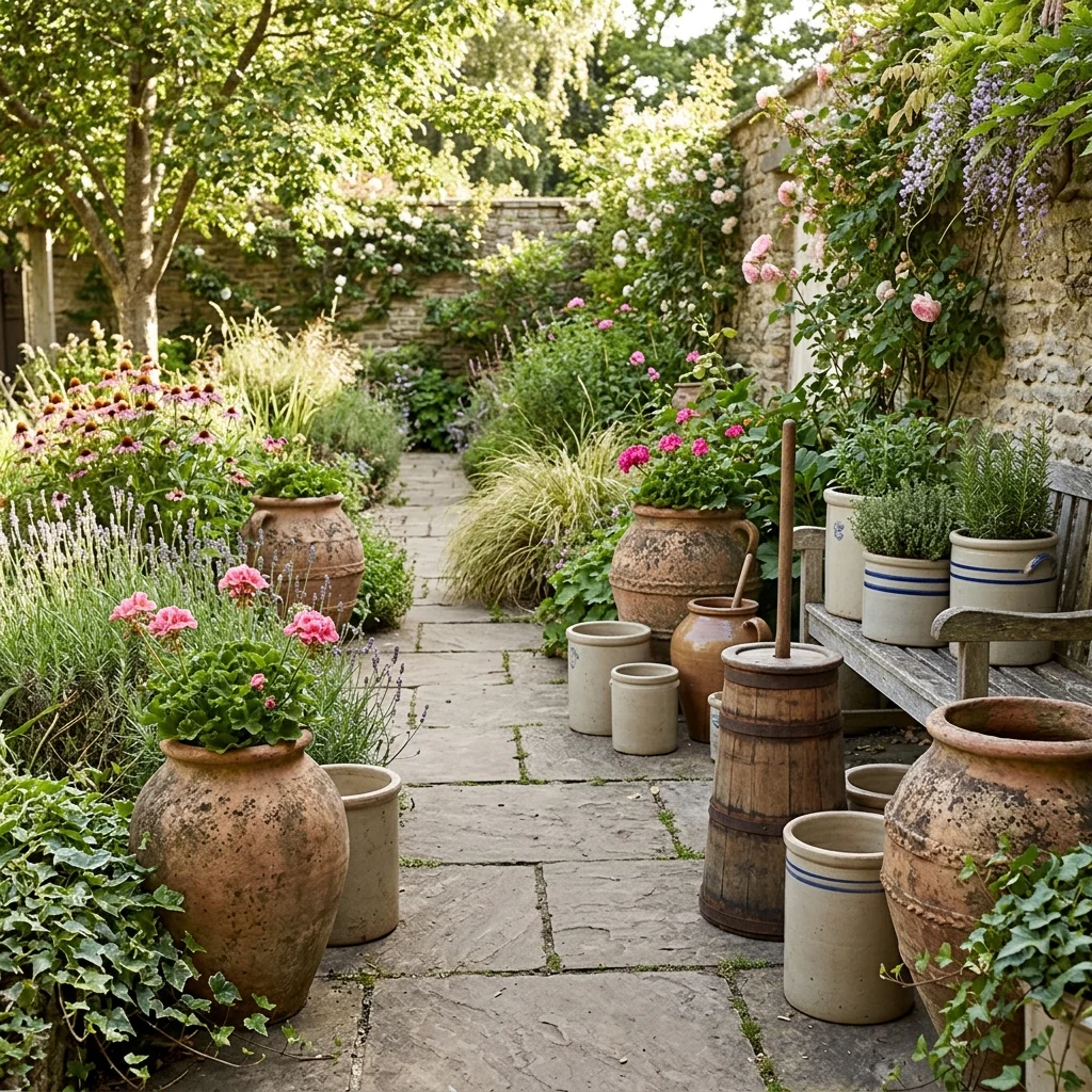 Vintage Urns, Crocks, or Butter Churns