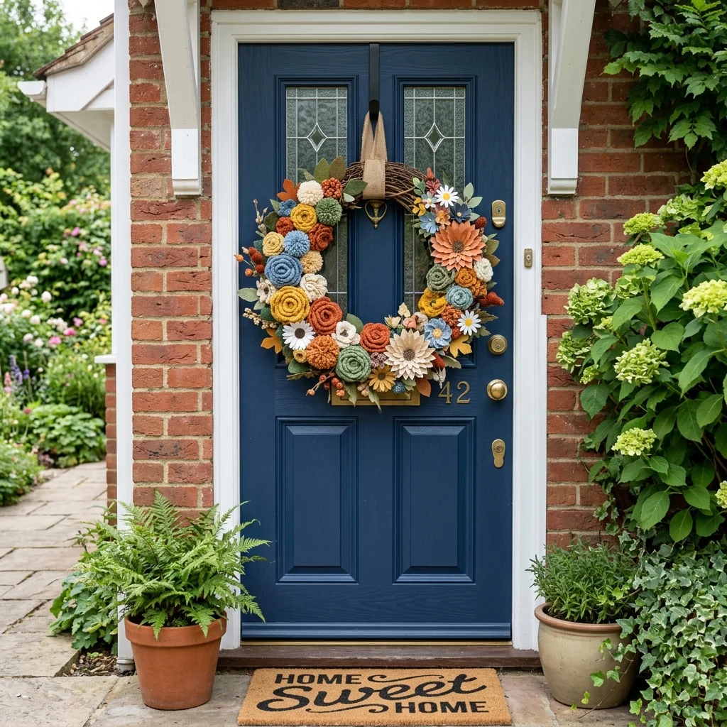 Yarn or Paper Flower Wreath