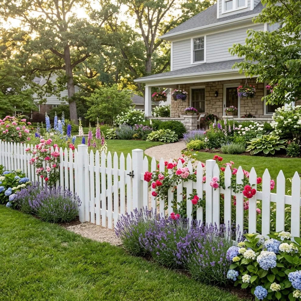 Classic White Picket Fence