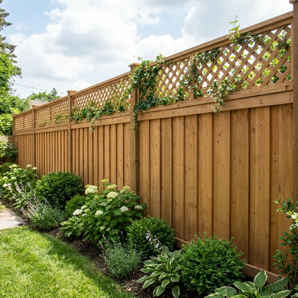 Lattice-Topped Privacy Fence