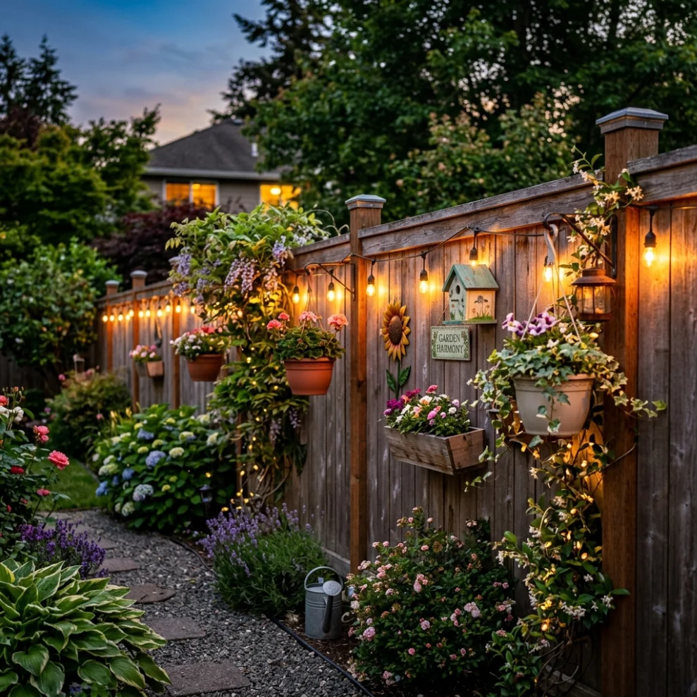 Accessorized Fence with Lights