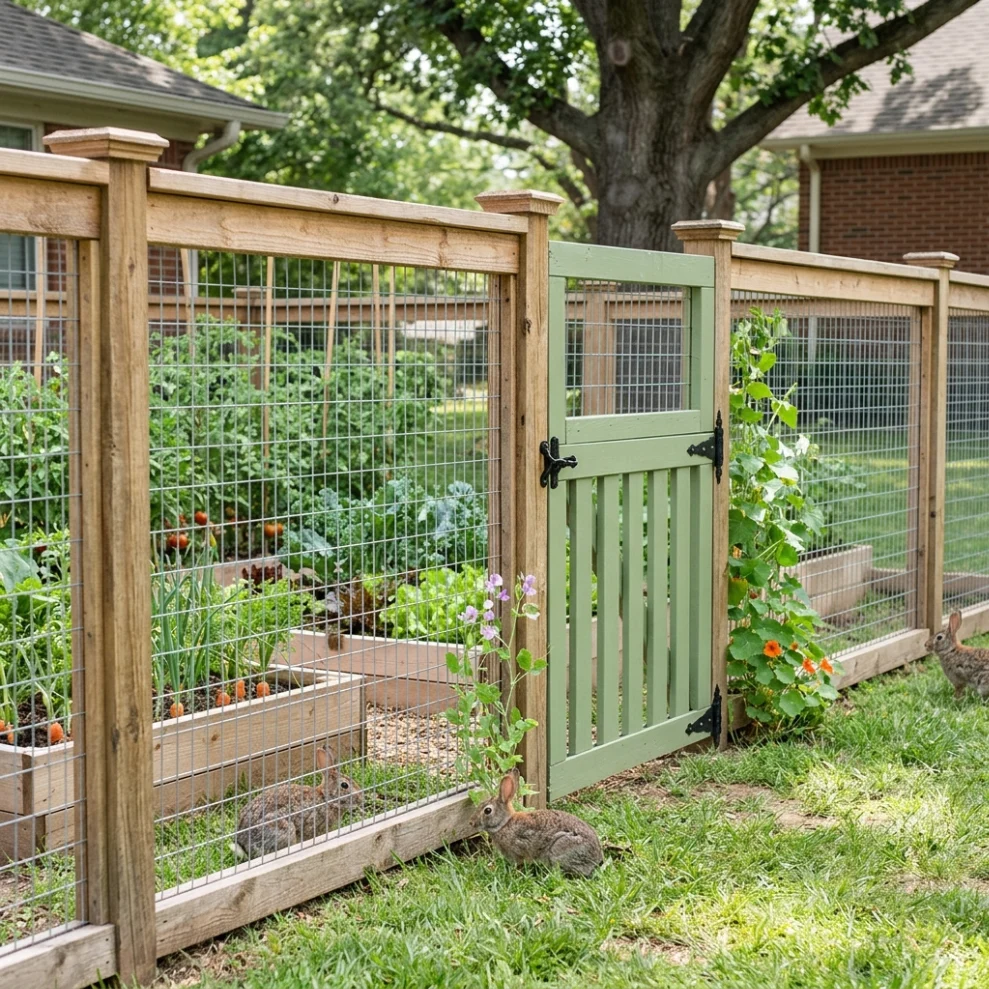 Wood-and-Wire Garden Fence
