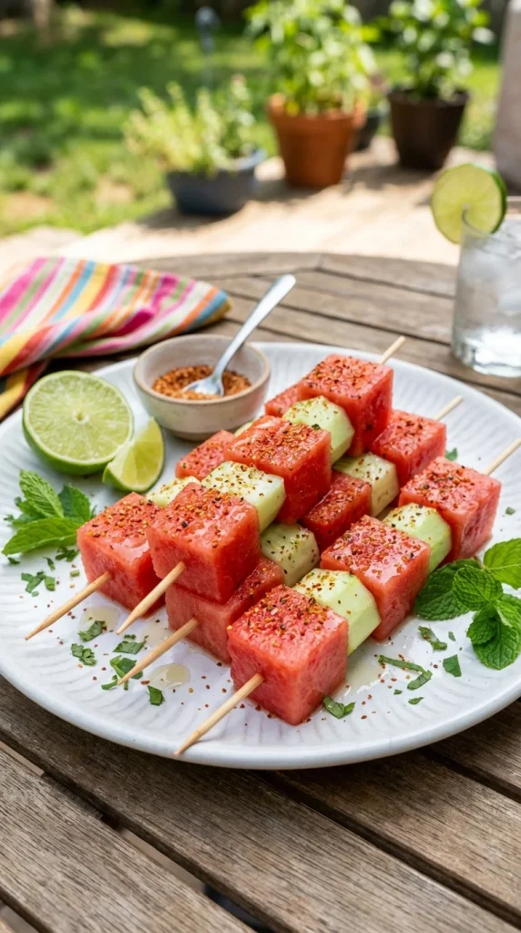 Watermelon Skewers With Tajín