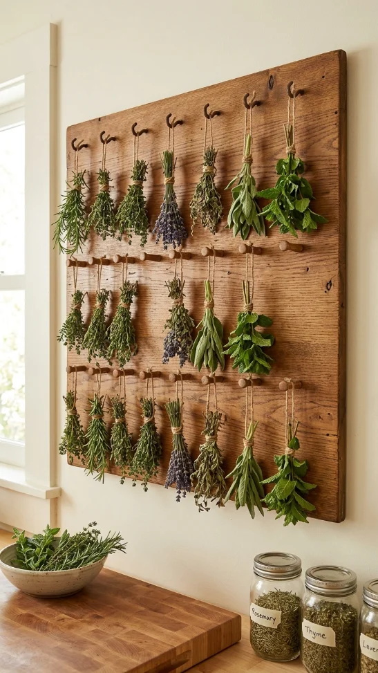 Wooden Board with Hooks