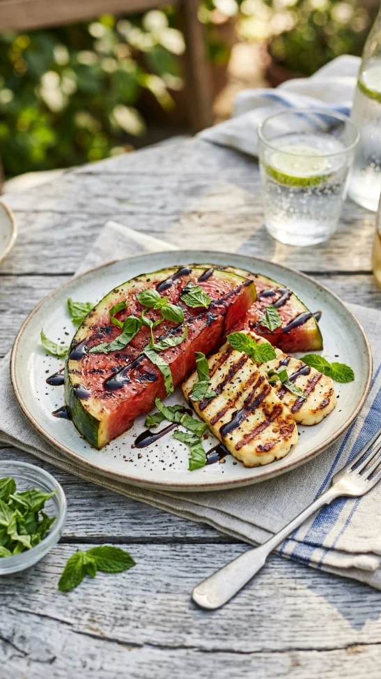 Grilled Watermelon With Halloumi