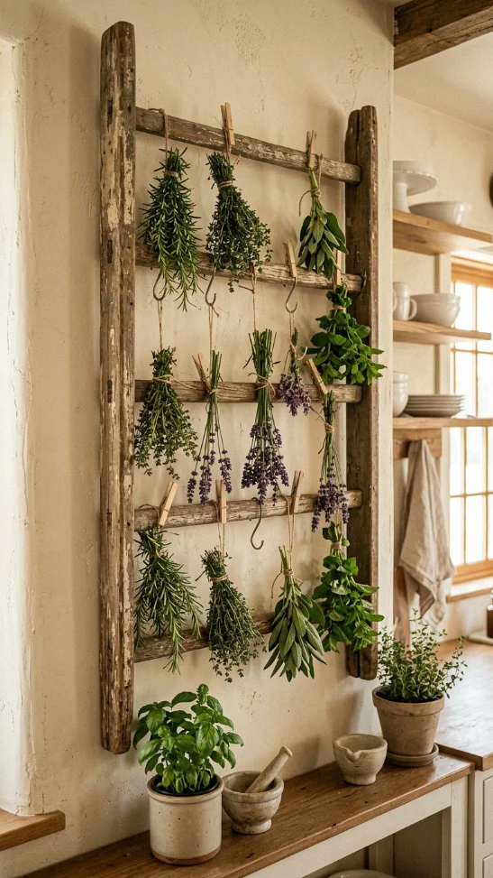 Ladder or Pallet Wall Herb Display