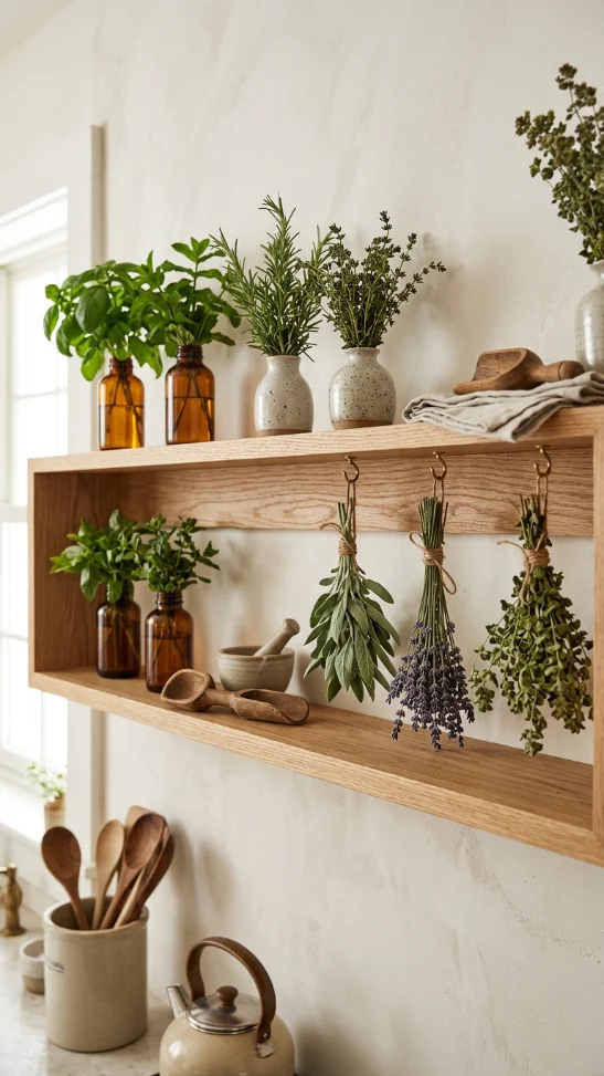 Wall Shelf Herb Bouquet Display