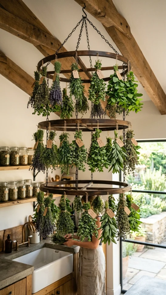 Ceiling-Suspended Herb Drying System